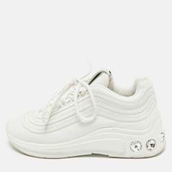 Miu Miu White Leather Crystal Embellished Low Top Sneakers Size 36