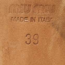 Pre Owned حذاء كعب عالي ميو ميو جلد لامع أصفر بطبعة زهور مقاس 37