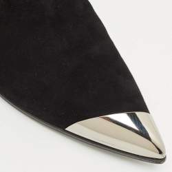 Miu Miu Black Suede and Metal Toe Ankle Boots Size 38