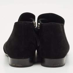 Miu Miu Black Suede and Metal Toe Ankle Boots Size 38