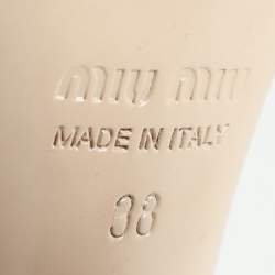 Miu Miu Silver Leather Crystal Embellished Heel Ankle Strap Sandals Size 38