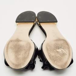 Miu Miu Black  Patent Leather Crystal Embellished Slide Sandals Size 39