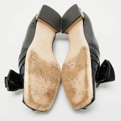 Miu Miu Black Patent Leather Crystals Embellished Bow Ballet Flats Size 41