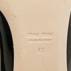 Miu Miu Black Patent Leather Crystals Embellished Bow Ballet Flats Size 41