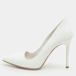 Miu Miu White Leather Pointed Toe Pumps Size 38.5