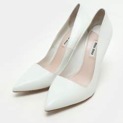 Miu Miu White Leather Pointed Toe Pumps Size 38.5