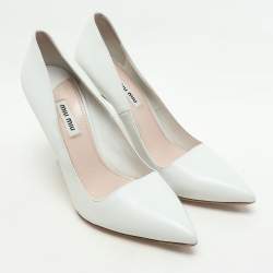 Miu Miu White Leather Pointed Toe Pumps Size 38.5
