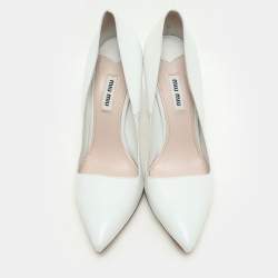 Miu Miu White Leather Pointed Toe Pumps Size 38.5