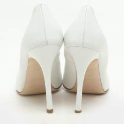 Miu Miu White Leather Pointed Toe Pumps Size 38.5