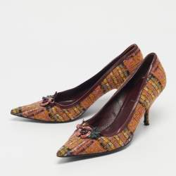 Pre Owned Miu Miu Multicolor Wool Embellished Pointed Toe Pumps Size 40