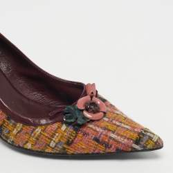 Pre Owned Miu Miu Multicolor Wool Embellished Pointed Toe Pumps Size 40