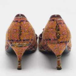 Pre Owned Miu Miu Multicolor Wool Embellished Pointed Toe Pumps Size 40