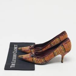 Pre Owned Miu Miu Multicolor Wool Embellished Pointed Toe Pumps Size 40