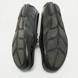 Pre Owned Miu Miu Black Patent Leather Crystals Embellished Loafers Size 38