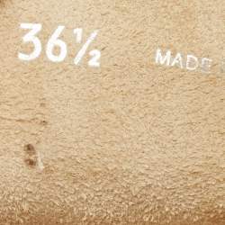 Pre Owned Miu Miu Brown Suede Logo Embossed Bow Loafers Size 36.5