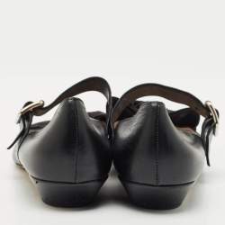مملوكة مسبقًا Miu Miu Black Leather Mary Jane Bow Ballet Flats Size 40