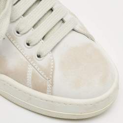 Pre Owned Miu Miu White Leather Lace Up Sneaker Mules Size 39