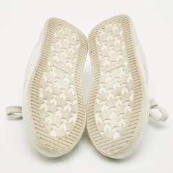 Pre Owned Miu Miu White Leather Lace Up Sneaker Mules Size 39