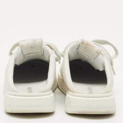 Pre Owned Miu Miu White Leather Lace Up Sneaker Mules Size 39