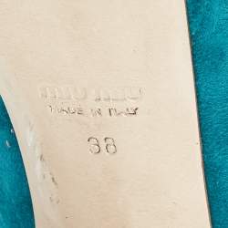 Pre Owned Miu Miu  Turquoise Blue  Suede Rounded Toe Platform Pumps Size 38