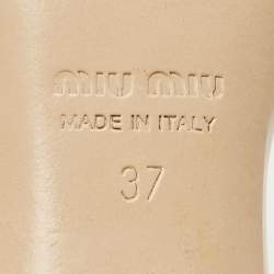 Pre Owned Miu Miu Beige Patent Leather Faux Pearl Embellished Slide Sandals Size 37