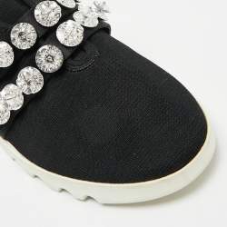 Pre Owned حذاء رياضي ميو ميو سليب أون قماش محبوك أسود مزين بالكريستال مقاس 37.5