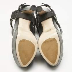 Pre Owned Miu Miu Black Leather  Buckle heels Booties Size 41