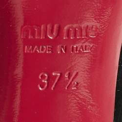 Pre Owned Miu Miu Black Patent Leather Bow Peep Toe Pumps Size 37.5