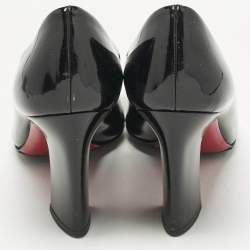 Pre Owned Miu Miu Black Patent Leather Bow Peep Toe Pumps Size 37.5