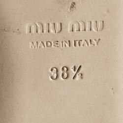 Pre Owned Miu Miu Silver Patent Leather Crystals Embellished Flat Sandals Size 38.5