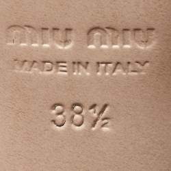 Pre Owned Miu Miu Black Patent Leather and Glitter Block Heel Ankle Wrap Sandals Size 38.5