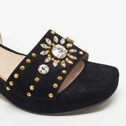 Pre Owned صندل ميوميو سير كاحل جلد براق بيج مقاس 38