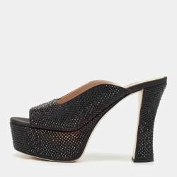Miu Miu Black Patent Studded Leather Platform Clogs Size 39
