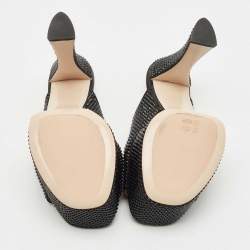 Pre Owned Miu Miu Black Satin Crystals Platform Sandals Size 38