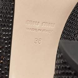 Pre Owned Miu Miu Black Satin Crystals Platform Sandals Size 38