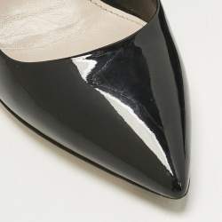 Pre Owned Miu Miu Black Patent Leather Glitter Heel Pointed Toe Pumps Size 39