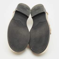 Pre Owned Miu Miu Gold Leather Penny Loafers Size 38.5