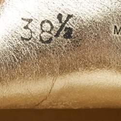 Pre Owned Miu Miu Gold Leather Penny Loafers Size 38.5