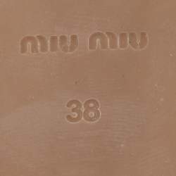 Pre Owned Miu Miu Beige Satin Espadrille Platform Slide Sandals Size 38