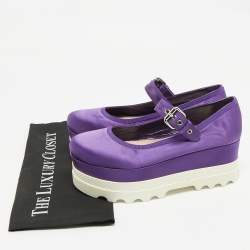 Pre Owned Miu Miu Purple Satin Platform Mary Jane Pumps Size 39