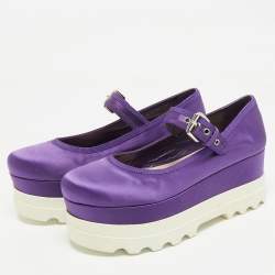 Pre Owned Miu Miu Purple Satin Platform Mary Jane Pumps Size 39