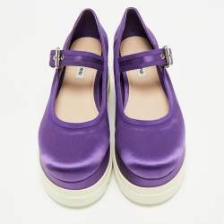 Pre Owned Miu Miu Purple Satin Platform Mary Jane Pumps Size 39