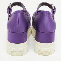 Pre Owned Miu Miu Purple Satin Platform Mary Jane Pumps Size 39