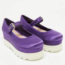 Pre Owned Miu Miu Purple Satin Platform Mary Jane Pumps Size 39