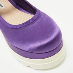 Pre Owned Miu Miu Purple Satin Platform Mary Jane Pumps Size 39