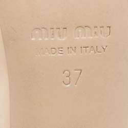 Pre Owned Miu Miu Beige Patent Leather Crystals Embellished Slingback Pointed Toe Pumps Size 37