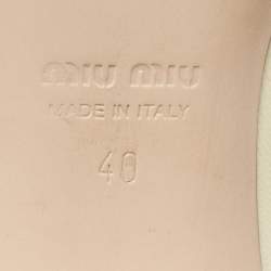 Pre Owned Miu Miu Cream/Black Leather and Patent Leather Mary Jane Pumps Size 40