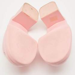 Pre Owned Miu Miu Pink Rubber Logo Clogs Size 37