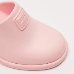 Pre Owned Miu Miu Pink Rubber Logo Clogs Size 37
