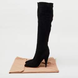Pre Owned Miu Miu Black Suede Knee Length Boots Size 38